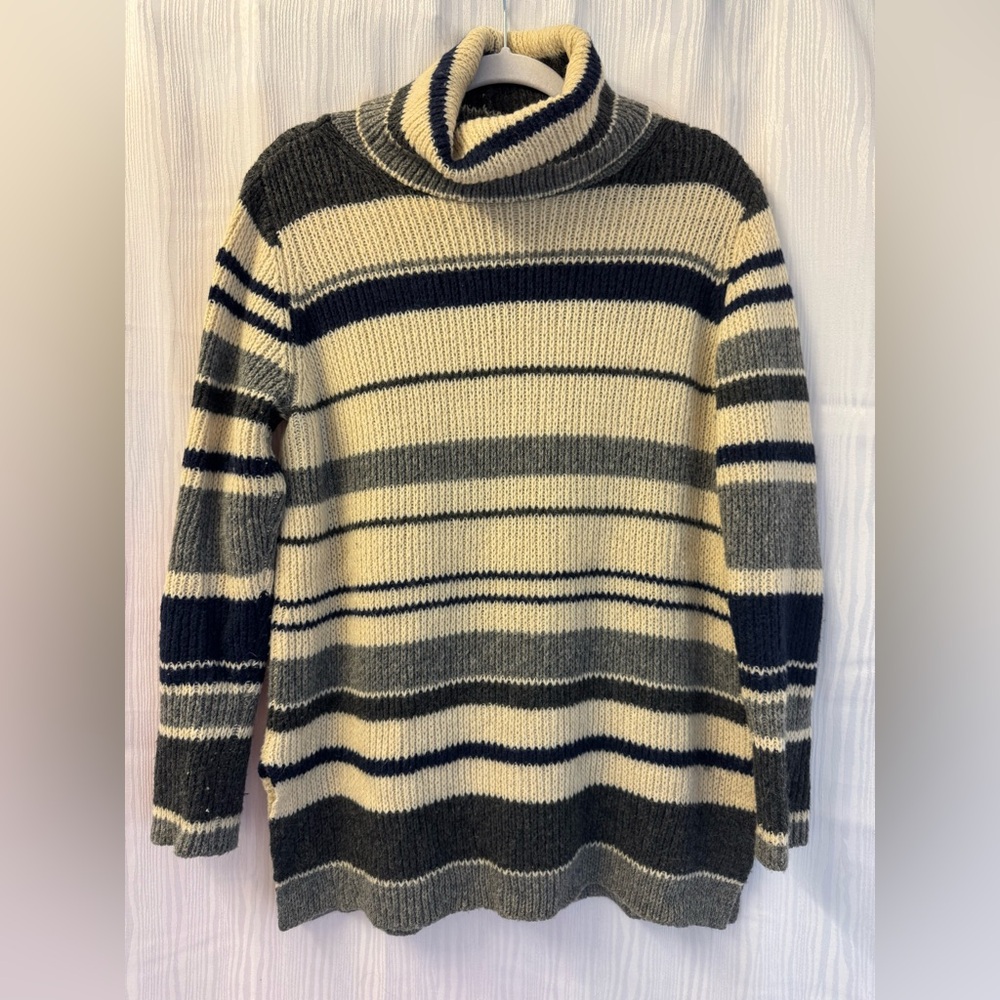 Calypso St. Barth Black and Gray Cowl Turtleneck Sweater